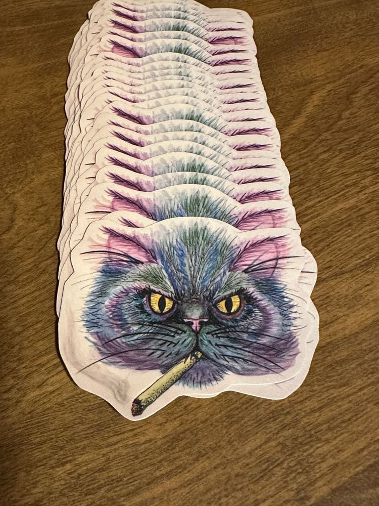 Smoking Cat vinyl sticker